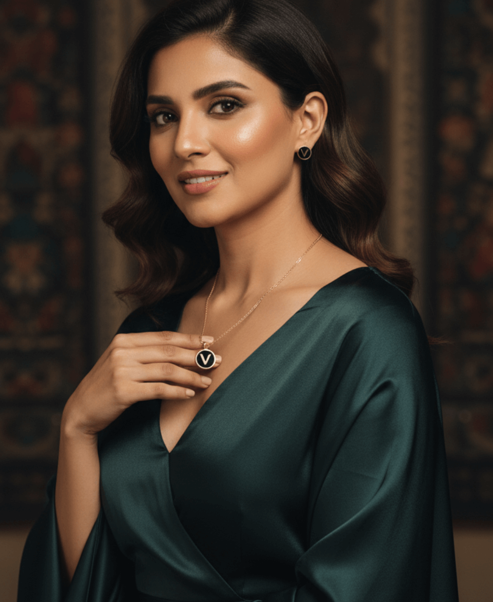 Gehnay Black V Pendant Set