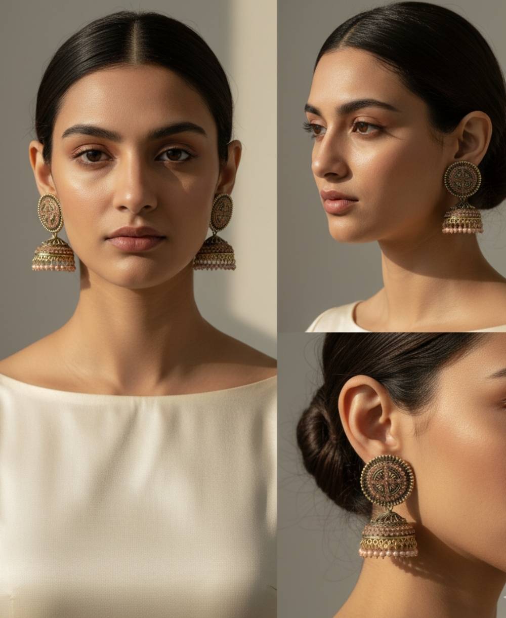 Antique Blush Jhumka (Gold)