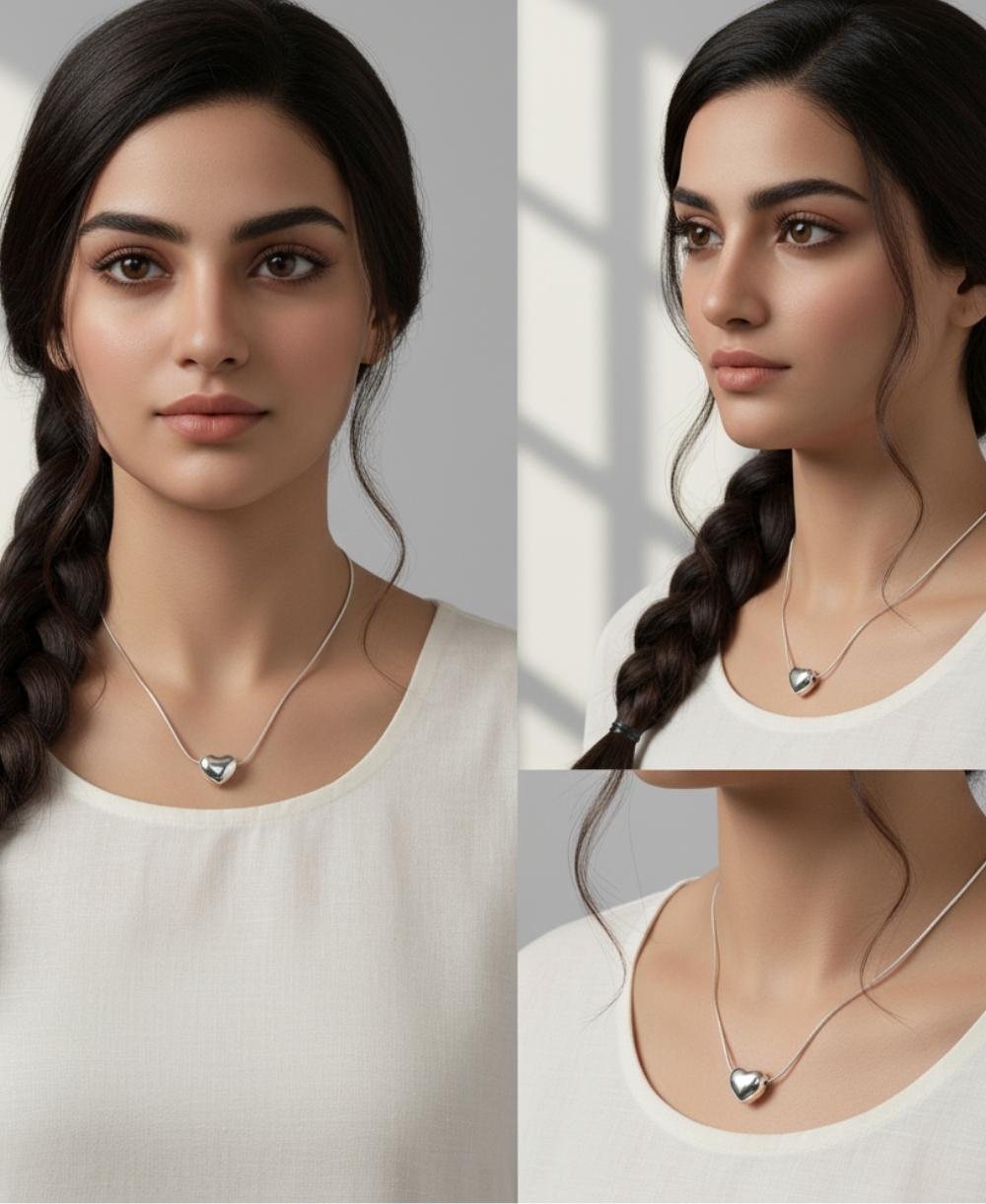 Puffy Heart Pendant (Silver)