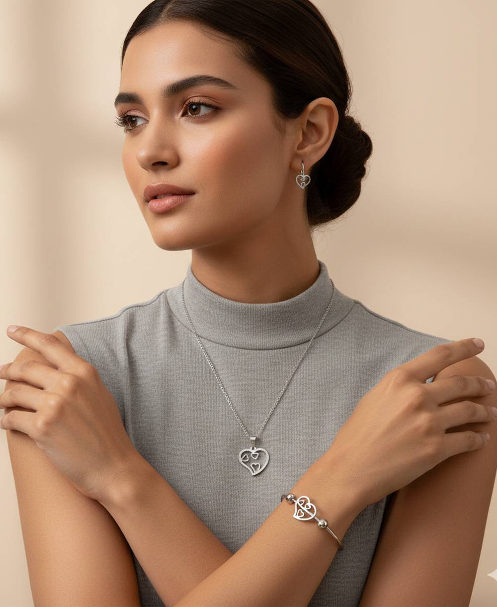 Cutout Heart Set (Silver)