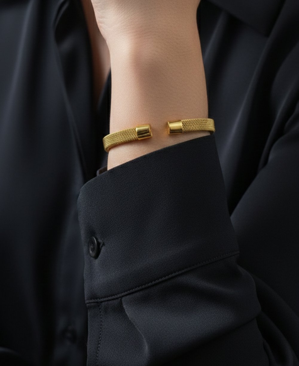 Steel Mesh Open Cuff Bracelet