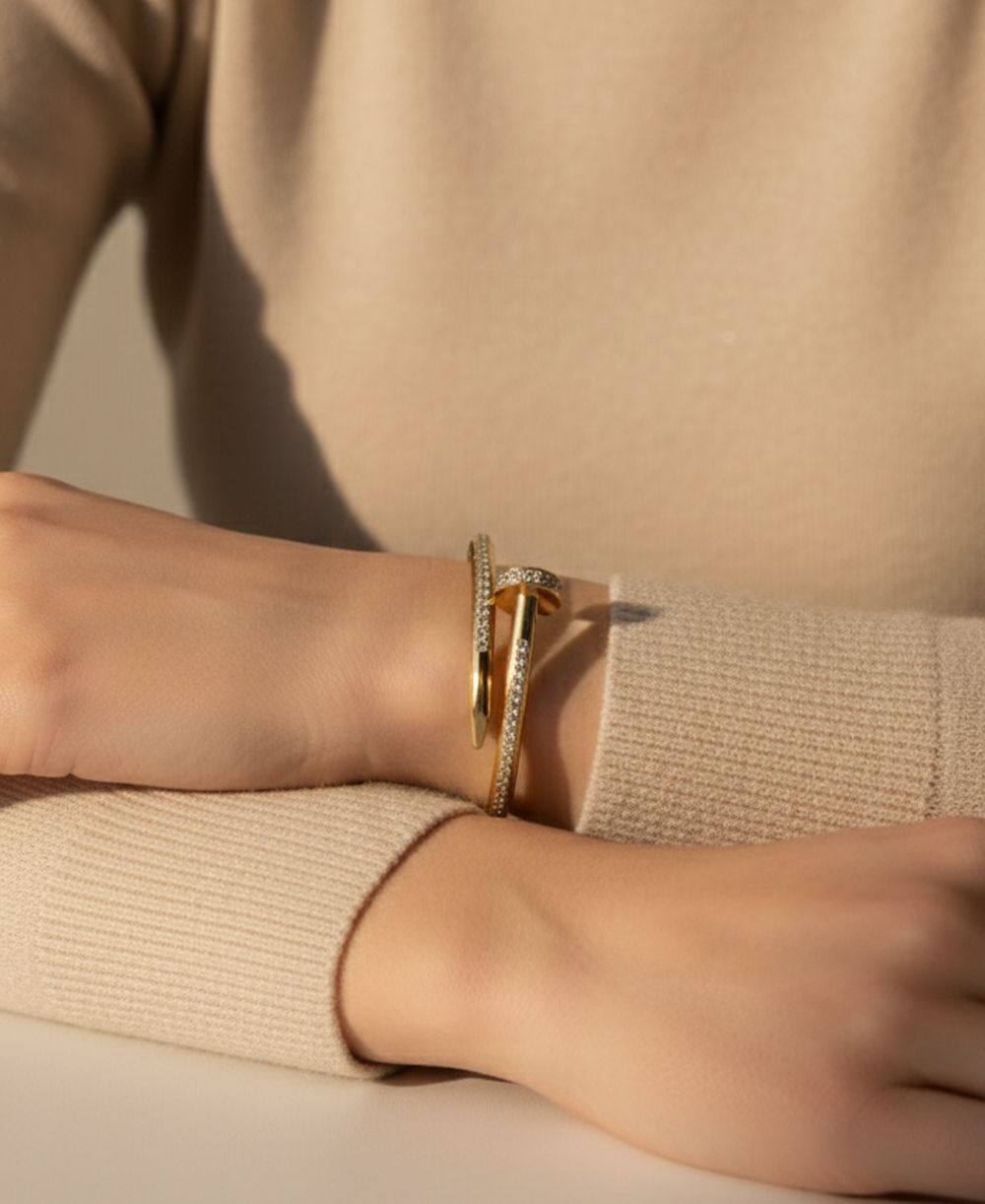 Crystal Nail Bracelet (Golden)